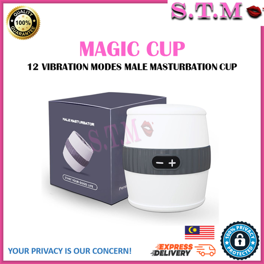 MAGIC CUP 12 Modes Rechargeable Vibrating Male Masturbator