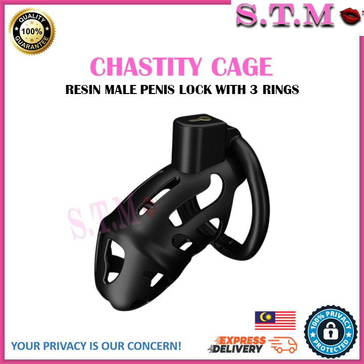 Male Chastity Cage Lightweight Resin ABS Cock Cage with 3 Ring Sizes