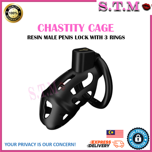 Male Chastity Cage Lightweight Resin ABS Cock Cage with 3 Ring Sizes