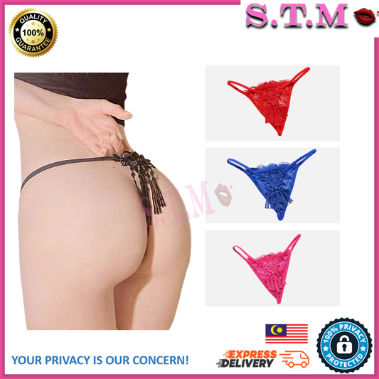 Sexy Lace Underwear Women Thong Bow hollow Panties T Back