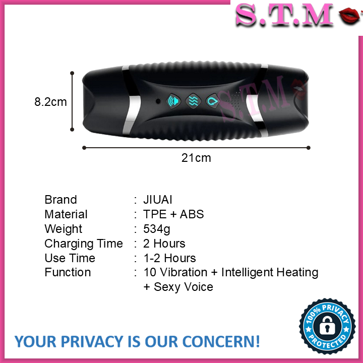 JIUAI Black Hole Dual Head Heating Function Masturbation Cup With Women Moaning Voice