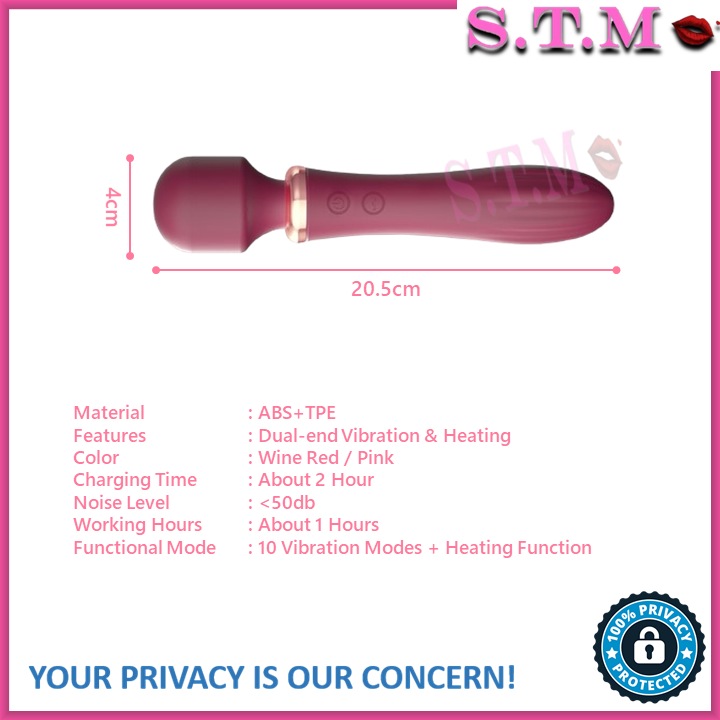 LILO "Love Wand" Dual-Head Vibrator Rechargeable Multi-Speed AV Massager for Women
