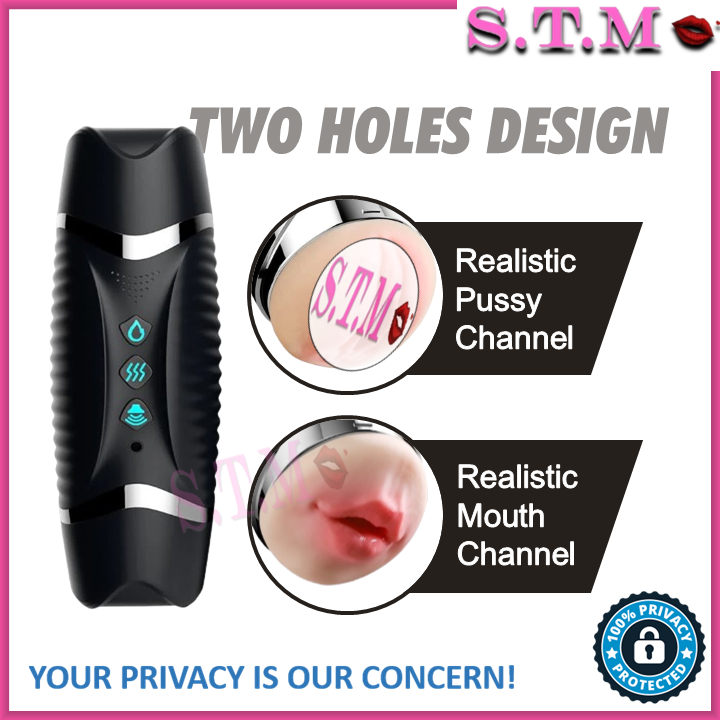 JIUAI Black Hole Dual Head Heating Function Masturbation Cup With Women Moaning Voice