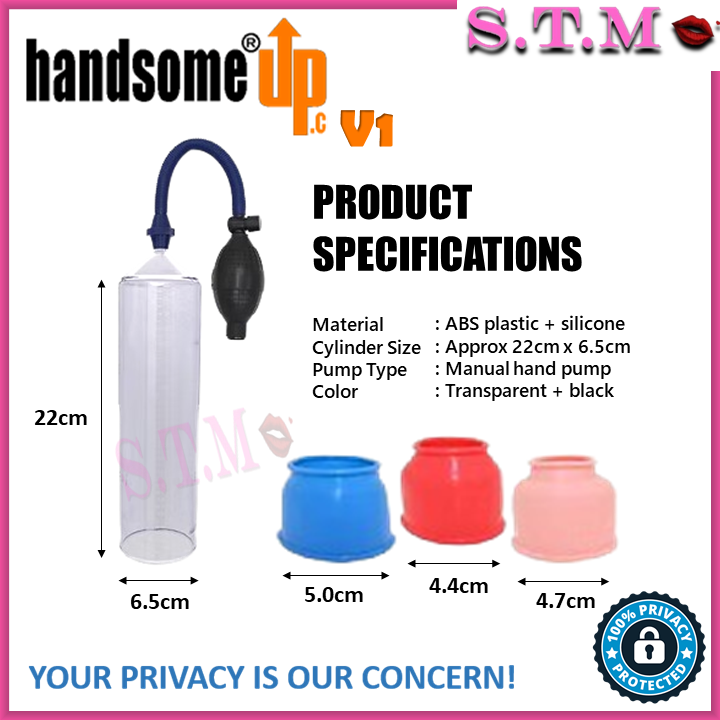 HANDSOME UP V1 Penis Pump – Manual Vacuum Enlargement Device with 3 Silicone Sleeves