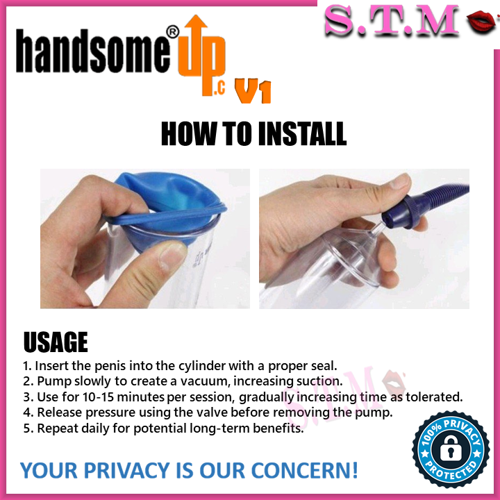 HANDSOME UP V1 Penis Pump – Manual Vacuum Enlargement Device with 3 Silicone Sleeves