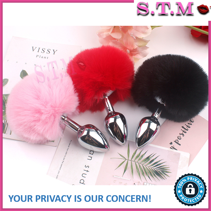 Fluffy Tail Anal Teaser - Stainless Steel Rabbit Tail Plug