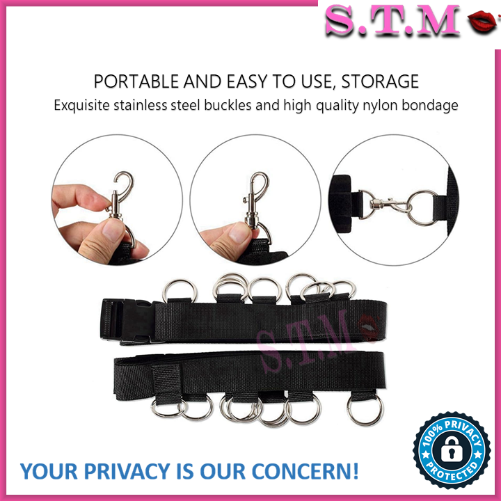 BDSM Bondage Strap Restraints – Adjustable Bed & Couples Play Set