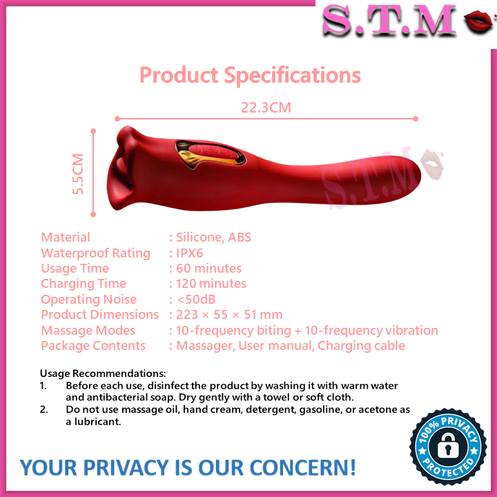 Sweet Kiss 3-in-1 Pleasure Wand – Biting, Teasing & Vibrating Modes