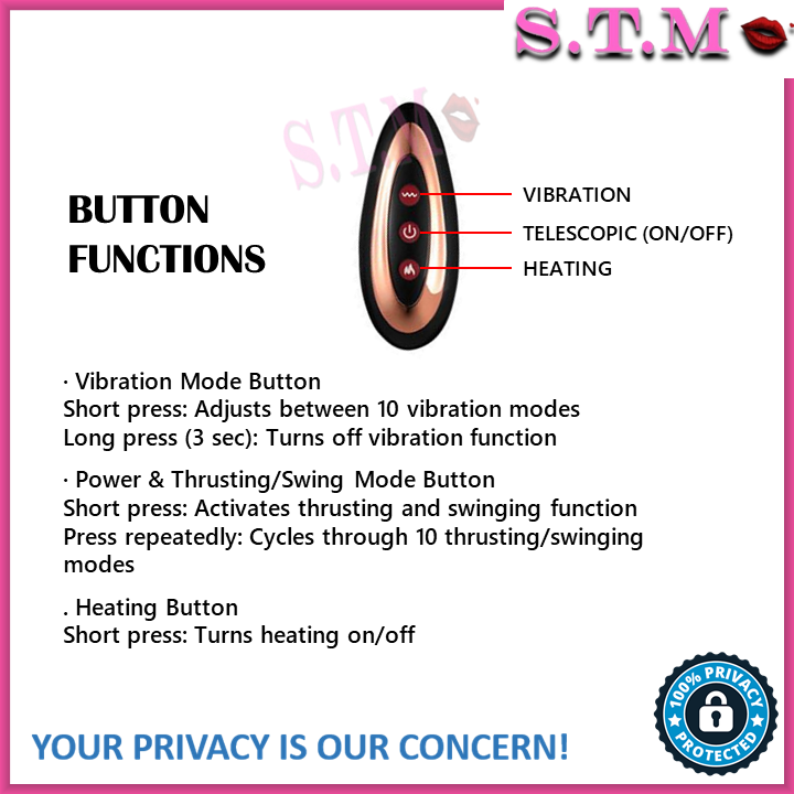 4in1 Realistic Thrusting Dildo Vibrator Skin Feeling 10 Vibration Mode With Remote Control
