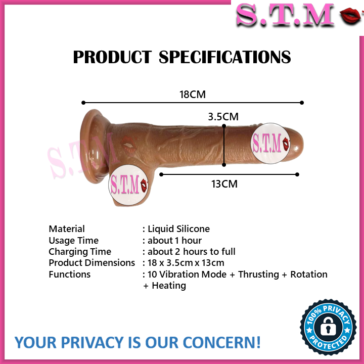 Wired Realistic Thrusting Dildo – Full Silicone, 10 Vibration Modes, 42°C Heating & Telescopic Motion