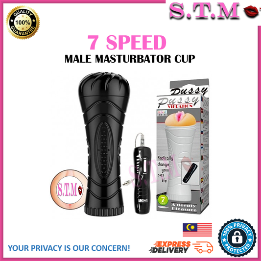 7 SPEED Realistic Fake Pussy Fleshlight Masturbator Cup With Strong Vibration