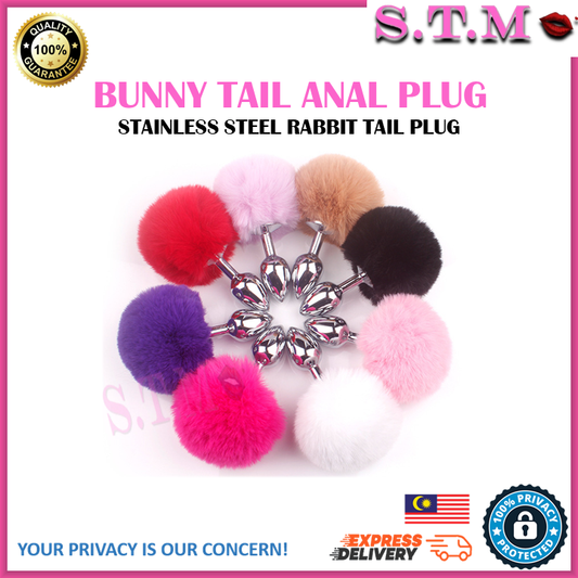 Fluffy Tail Anal Teaser - Stainless Steel Rabbit Tail Plug