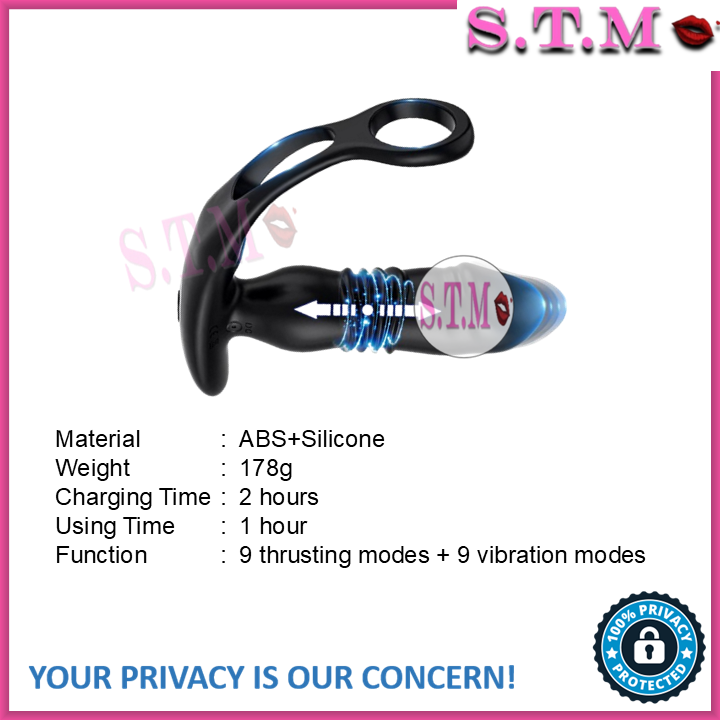 APP Controlled 3-IN-1 Prostate Vibrator Anal Vibrator Dildo Shape Butt Plug Cock Ring With Thrusting & Vibration