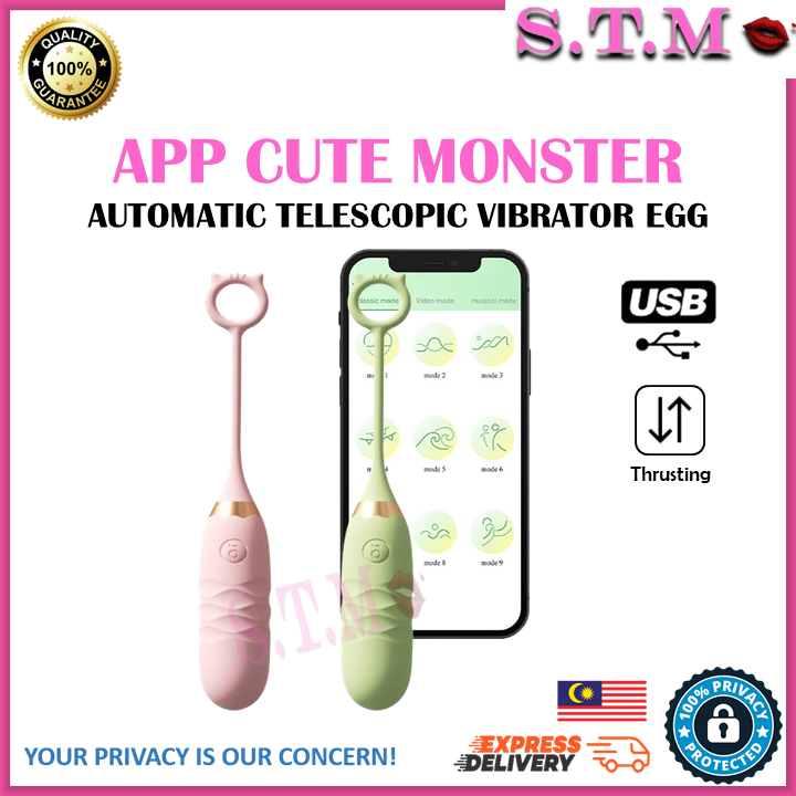 CUTE MONSTER App Control Automatic Telescopic Vibrating Egg with 12 Vibration Modes
