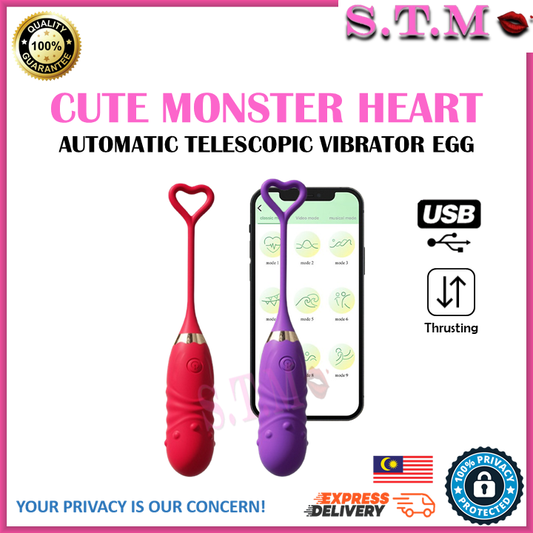 CUTE MONSTER HEART App Control Automatic Telescopic Vibrating Egg with 12 Vibration Modes