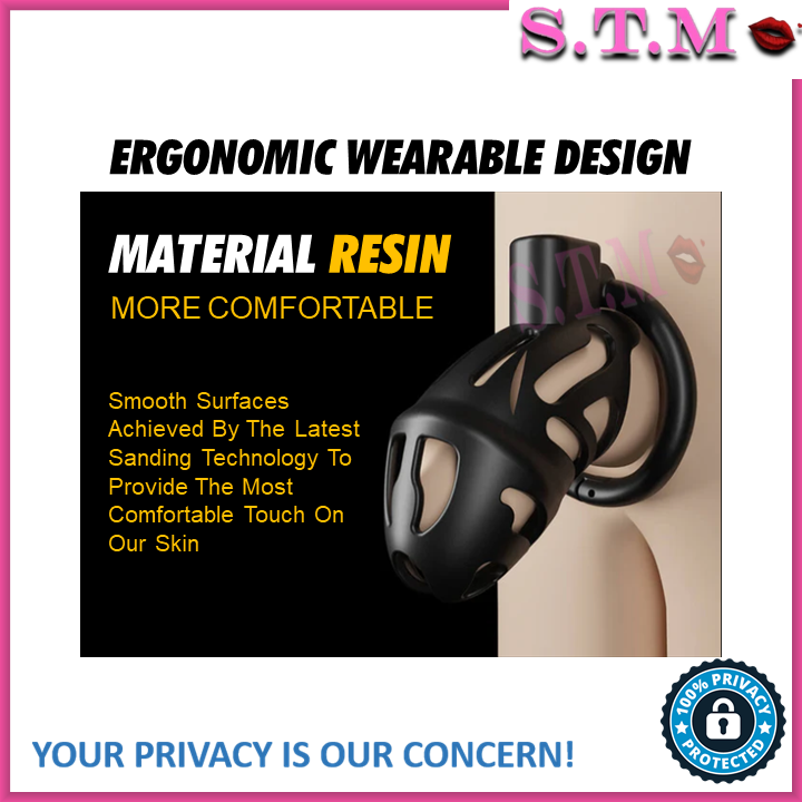 Male Chastity Cage Lightweight Resin ABS Cock Cage with 3 Ring Sizes