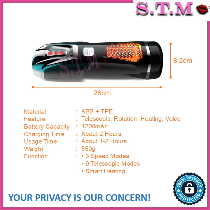 JIUAI Mecha Warlord Automatic Telescopic & Rotating 4 Languages Heating Male Masturbation Cup With Holder