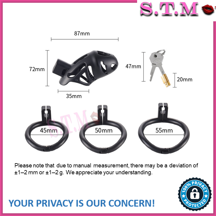 Male Chastity Cage Lightweight Resin ABS Cock Cage with 3 Ring Sizes