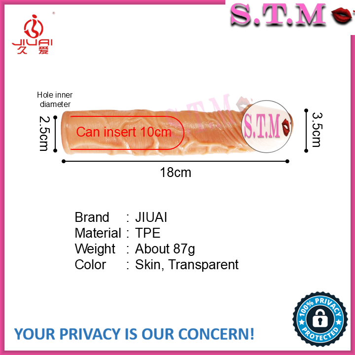 Reusable 18cm Penis Sleeve Extender Realistic Textured Cock Extender