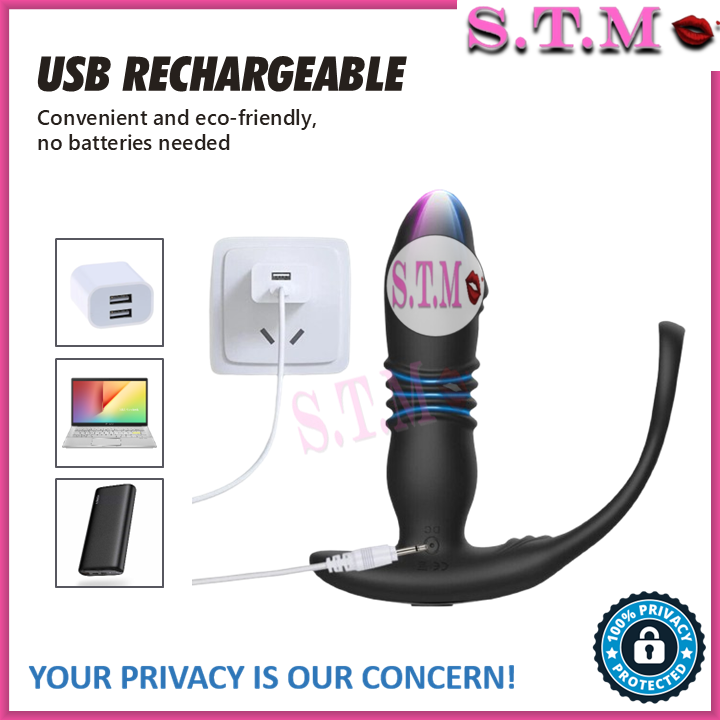 APP Controlled 3-IN-1 Prostate Vibrator Anal Vibrator Dildo Shape Butt Plug Cock Ring With Thrusting & Vibration