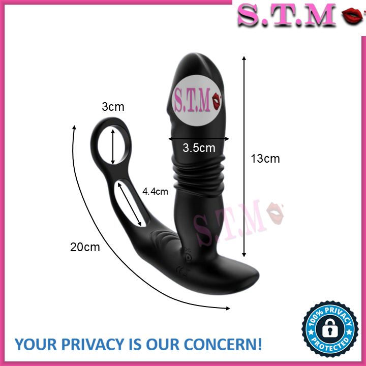 APP Controlled 3-IN-1 Prostate Vibrator Anal Vibrator Dildo Shape Butt Plug Cock Ring With Thrusting & Vibration